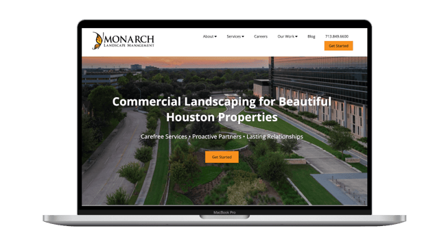 commercial landscaping website design - monarch landscape management