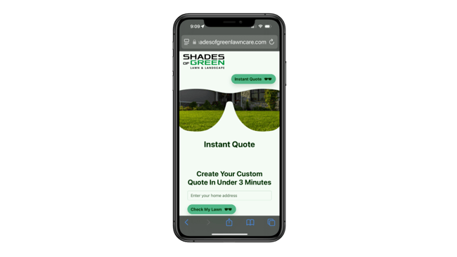 lawn care instant quote on website tool