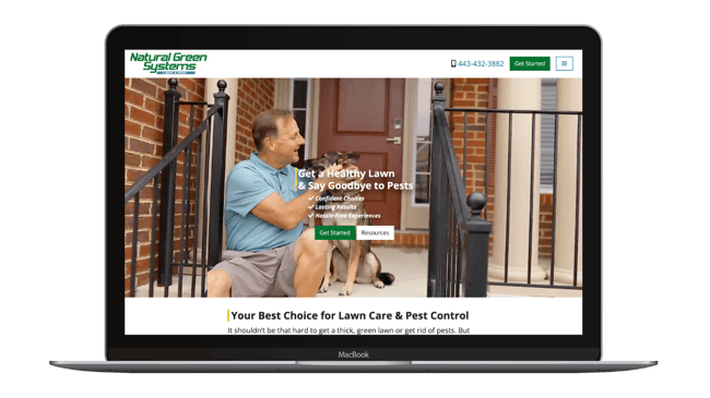 natural green lawn care and pest control website design